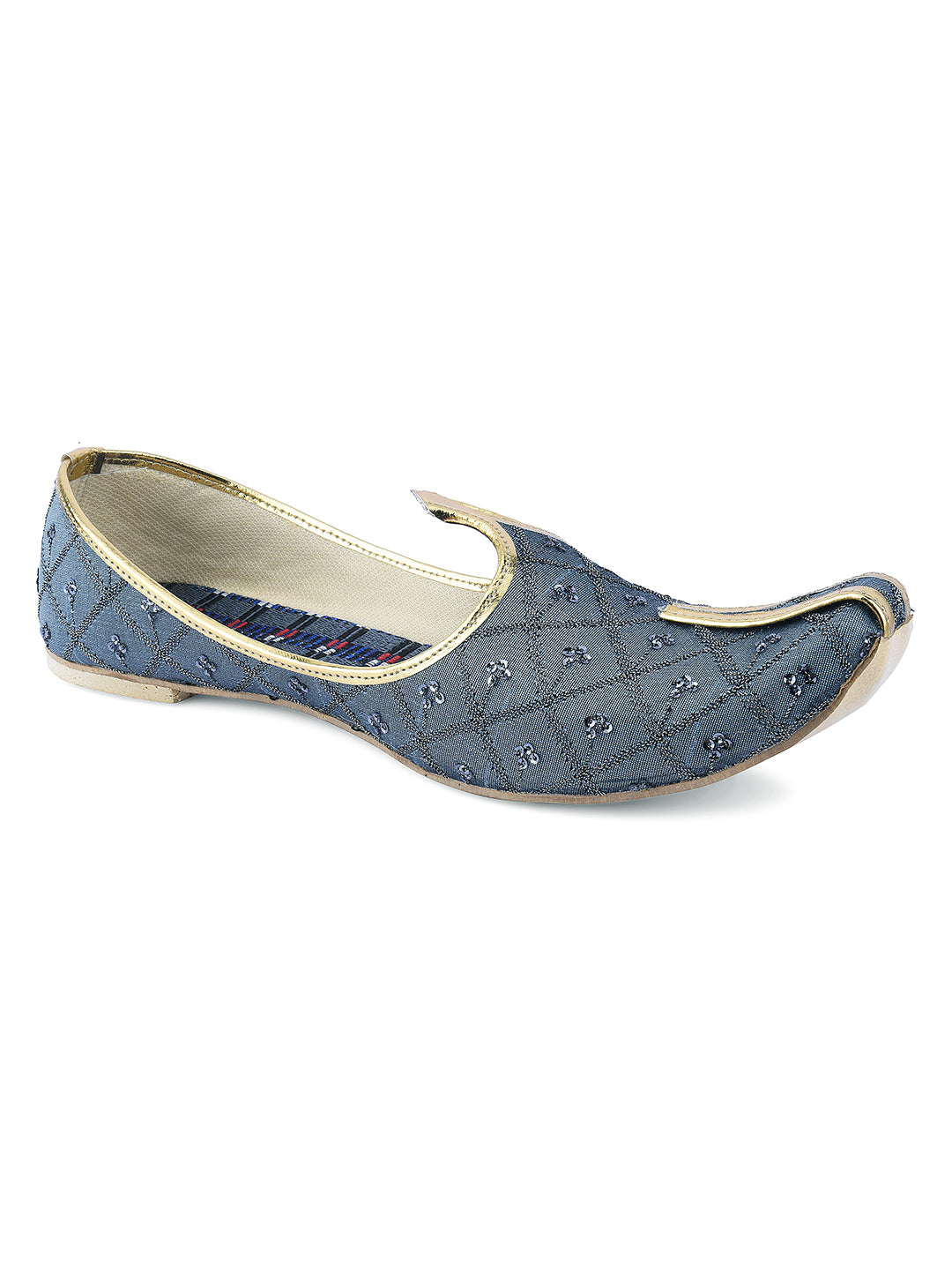DESI COLOUR Mens Grey Ethnic Footwear/Punjabi Jutti
