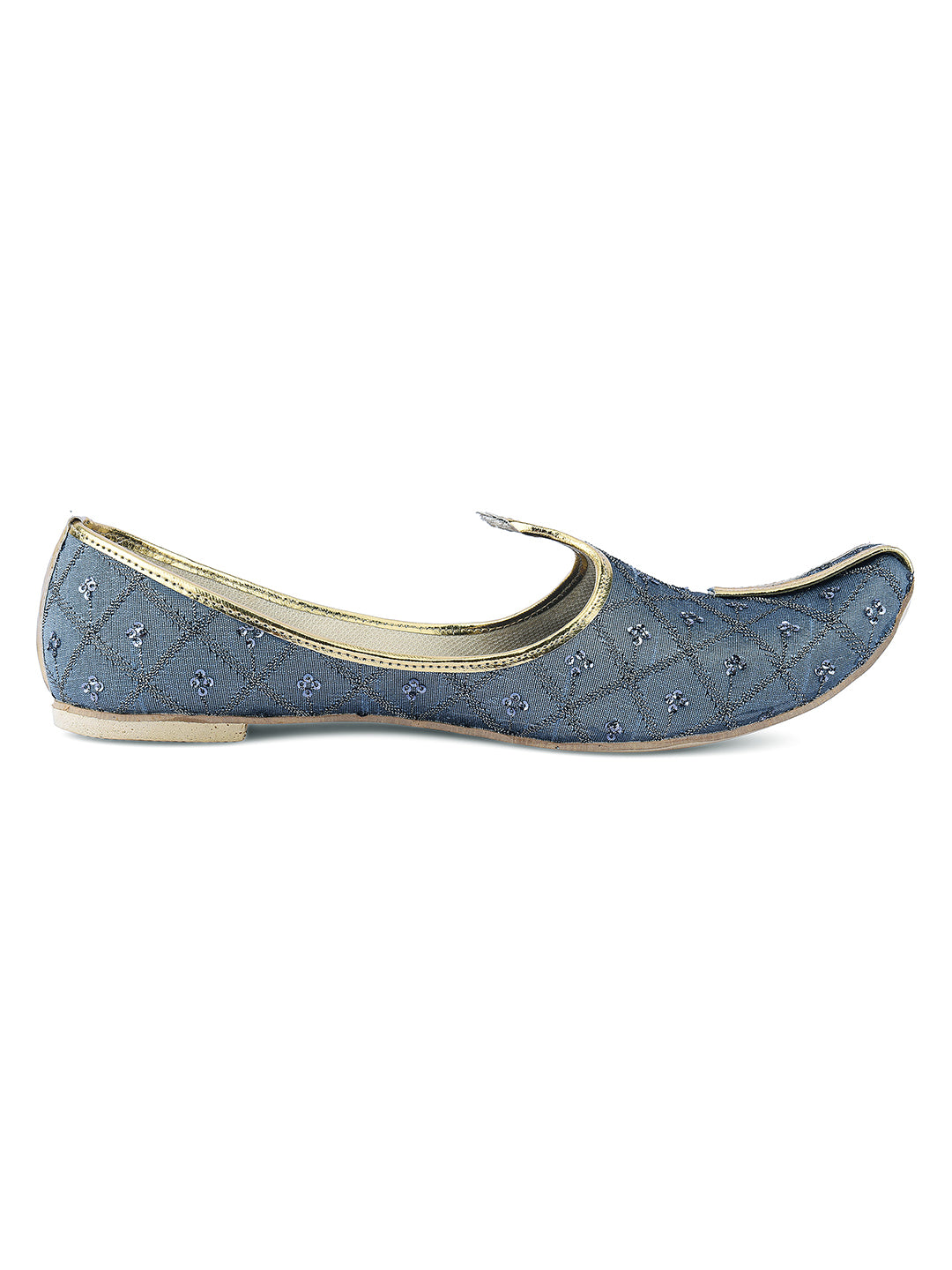 DESI COLOUR Mens Grey Ethnic Footwear/Punjabi Jutti