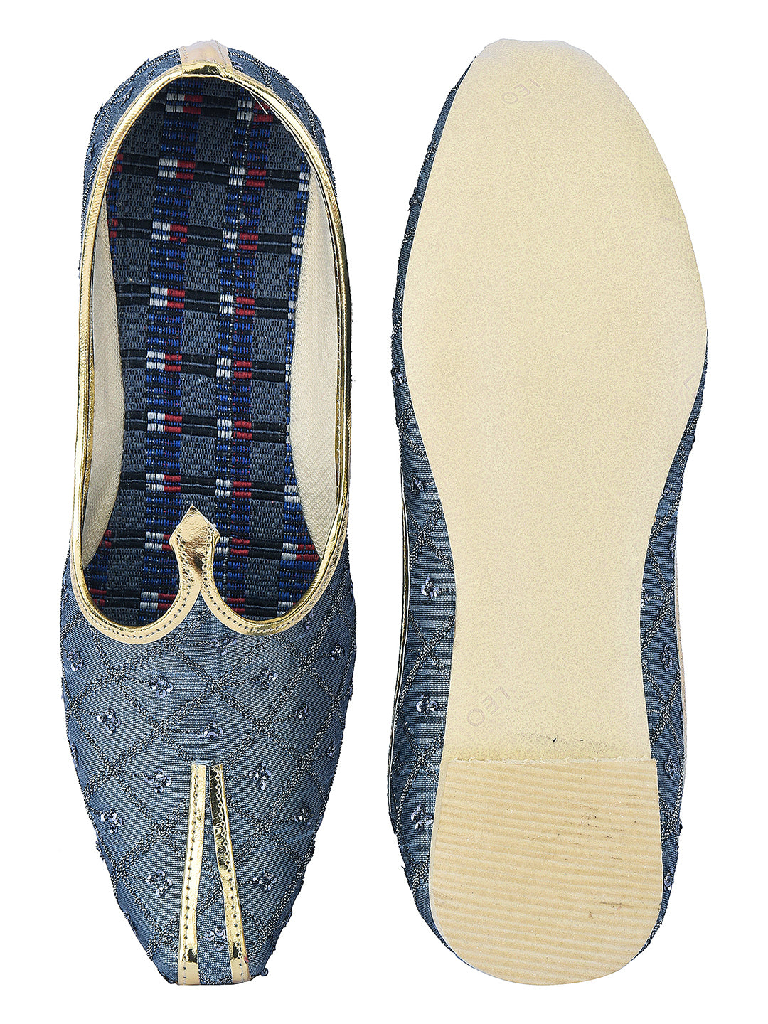 DESI COLOUR Mens Grey Ethnic Footwear/Punjabi Jutti