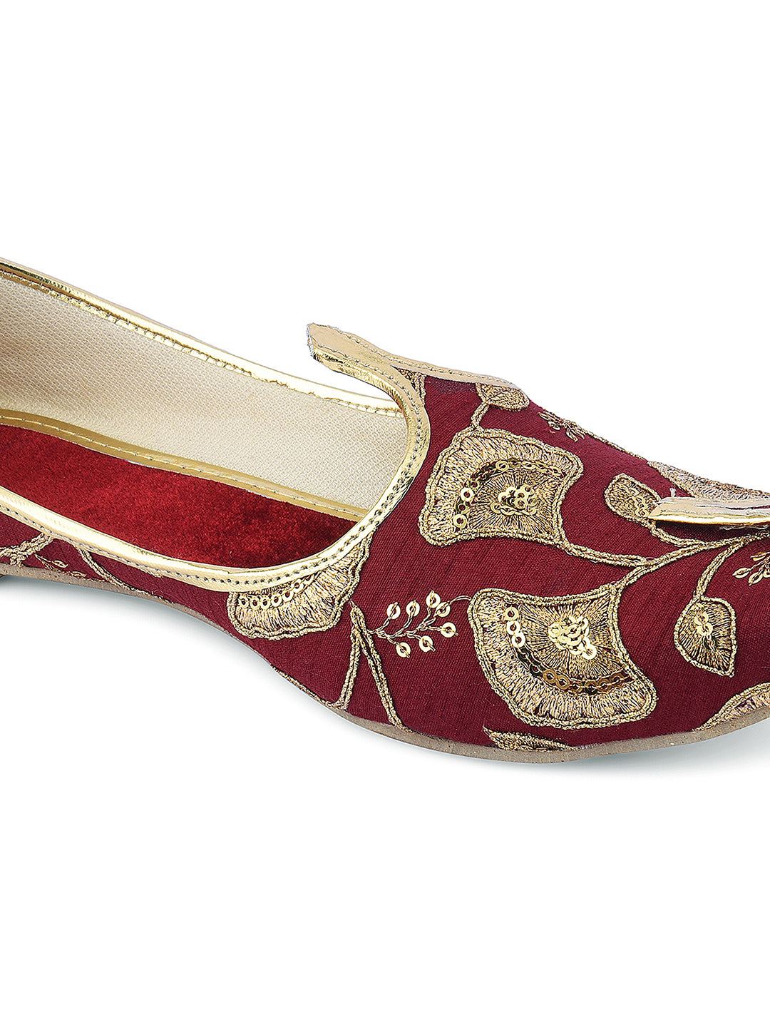DESI COLOUR Mens Maroon Ethnic Footwear/Punjabi Jutti