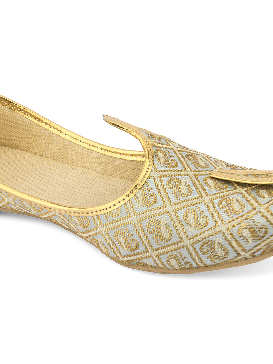 DESI COLOUR Mens Gold Ethnic Footwear/Punjabi Jutti