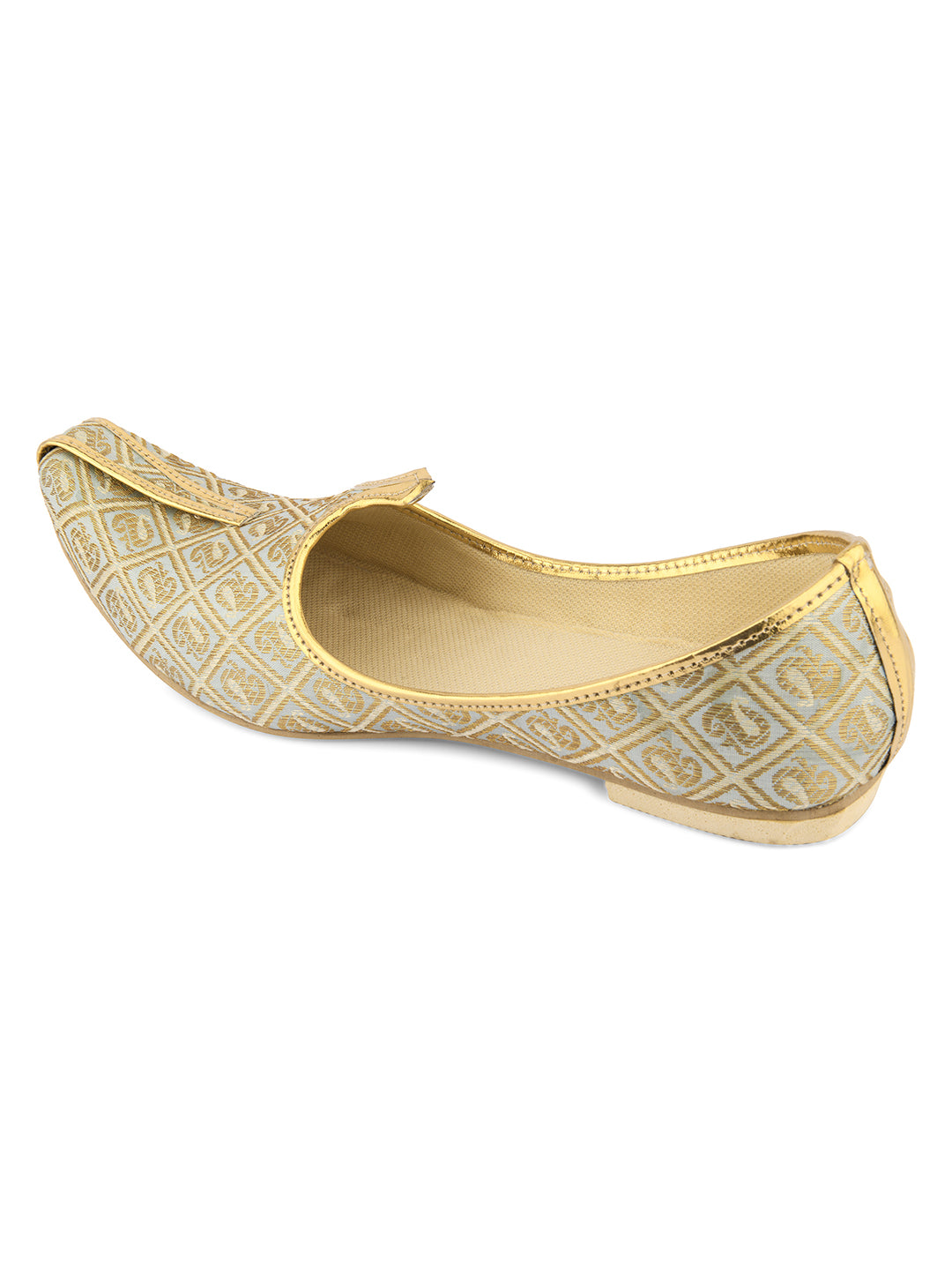 DESI COLOUR Mens Gold Ethnic Footwear/Punjabi Jutti