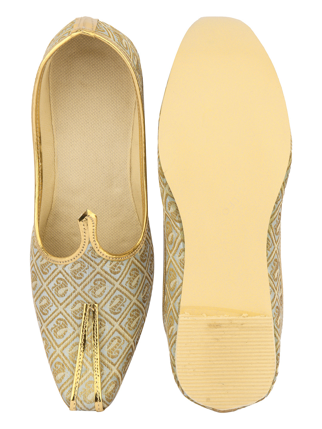 DESI COLOUR Mens Gold Ethnic Footwear/Punjabi Jutti