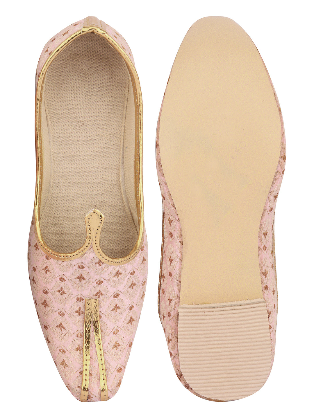 DESI COLOUR Mens Gold Ethnic Footwear/Punjabi Jutti