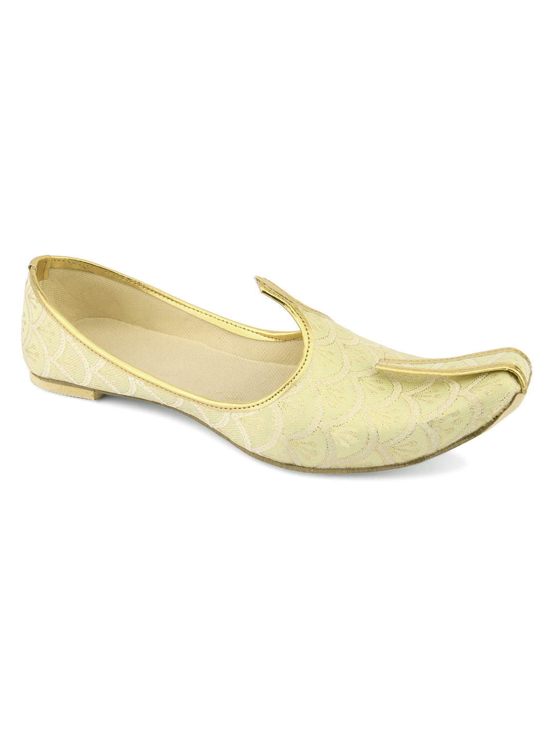 DESI COLOUR Mens Gold Ethnic Footwear/Punjabi Jutti