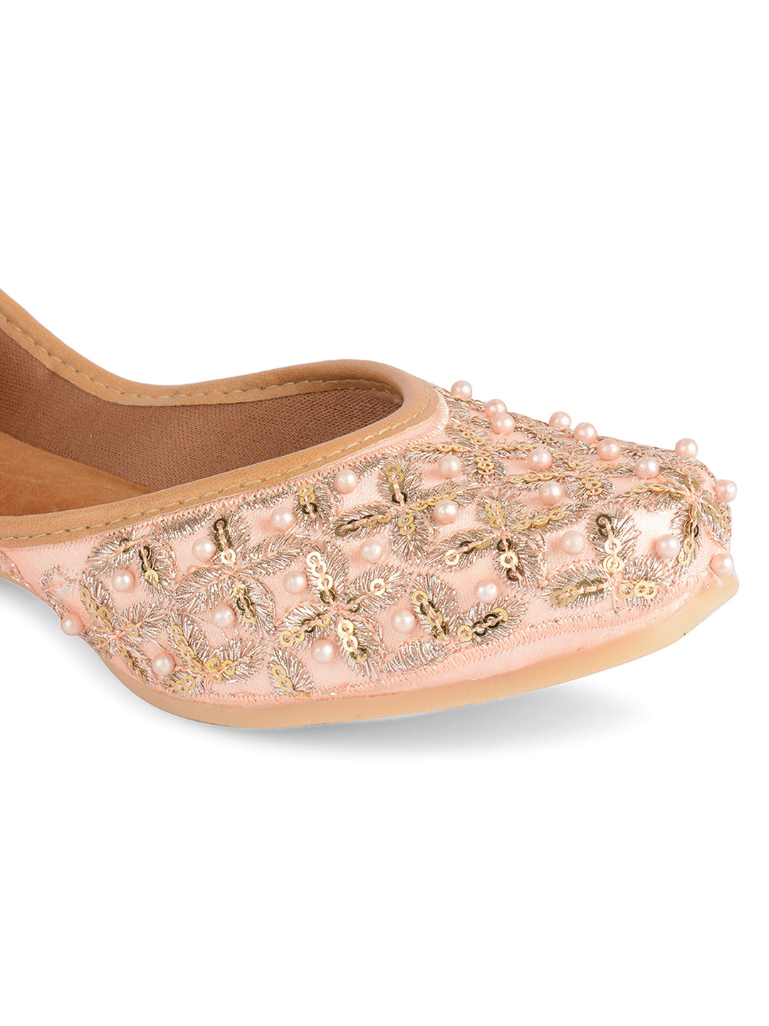 DESI COLOUR Women Peach Ethnic Punjabi Jutti
