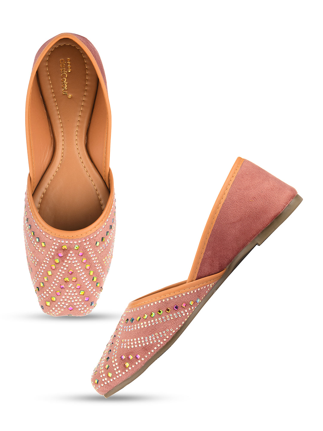 DESI COLOUR Women Peach Ethnic Punjabi Jutti