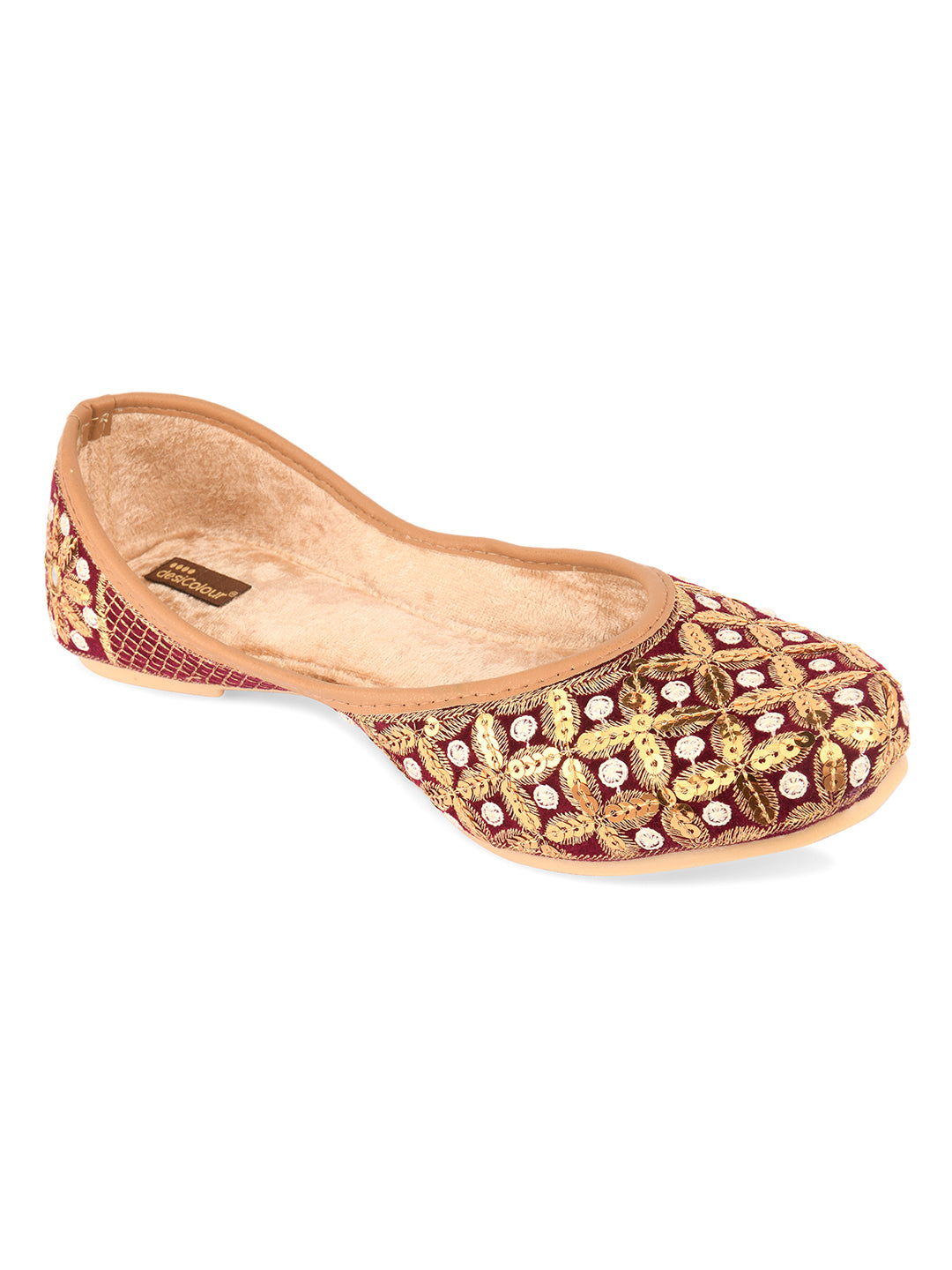 DESI COLOUR Women Maroon Ethnic Punjabi Jutti