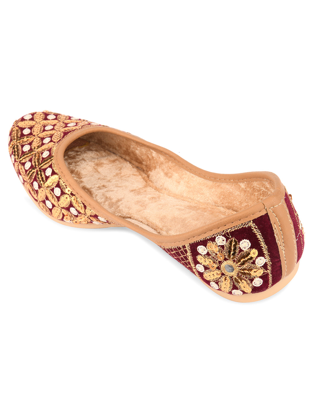 DESI COLOUR Women Maroon Ethnic Punjabi Jutti