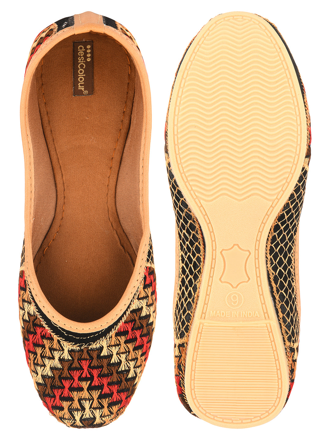 DESI COLOUR Women Black Ethnic Punjabi Jutti