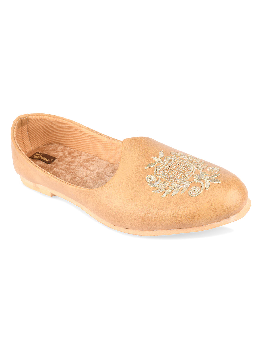 DESI COLOUR Mens Gold Ethnic Footwear/Punjabi Jutti