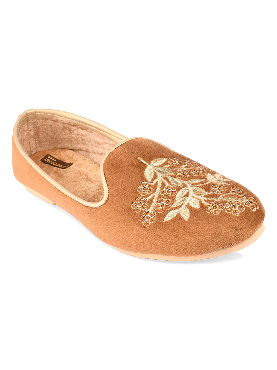 DESI COLOUR Mens Gold Ethnic Footwear/Punjabi Jutti