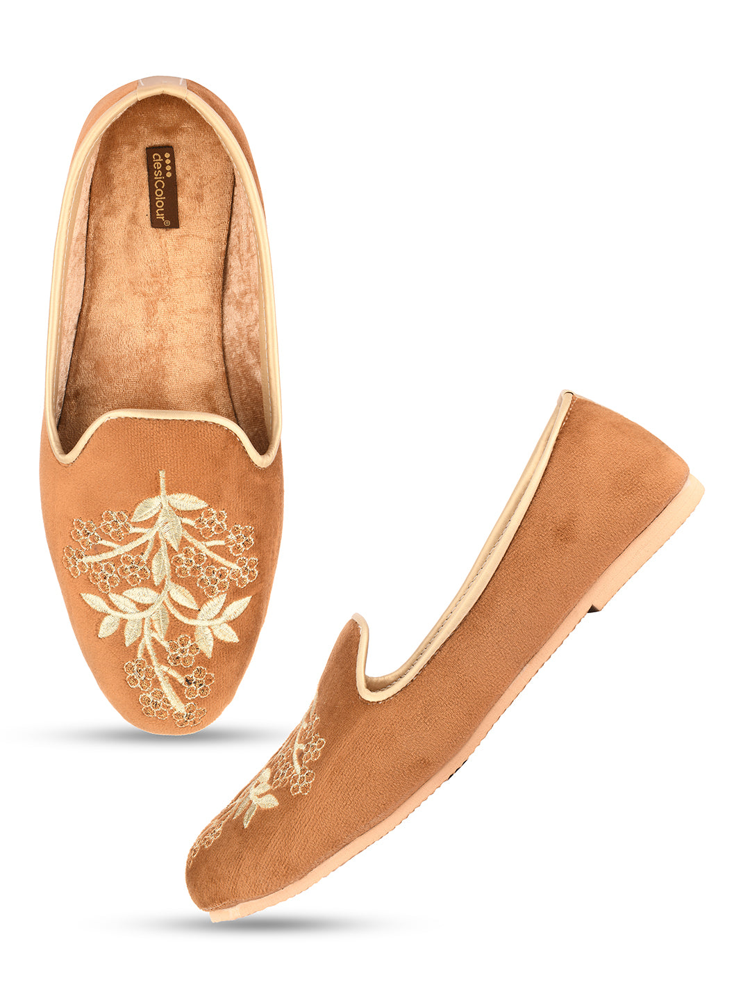 DESI COLOUR Mens Gold Ethnic Footwear/Punjabi Jutti