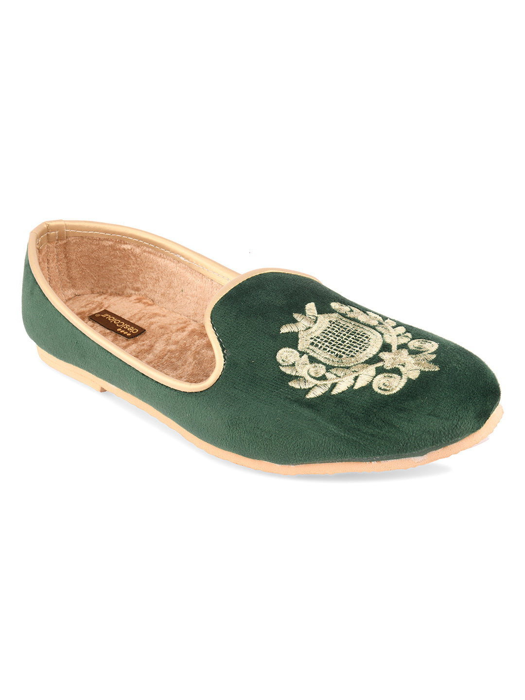 DESI COLOUR Mens Gold Ethnic Footwear/Punjabi Jutti