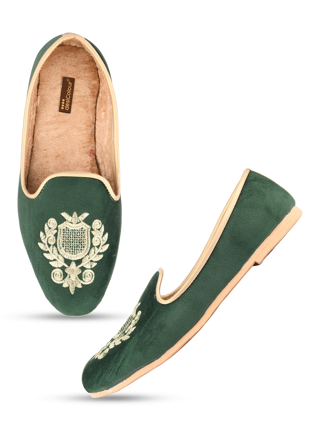 DESI COLOUR Mens Gold Ethnic Footwear/Punjabi Jutti