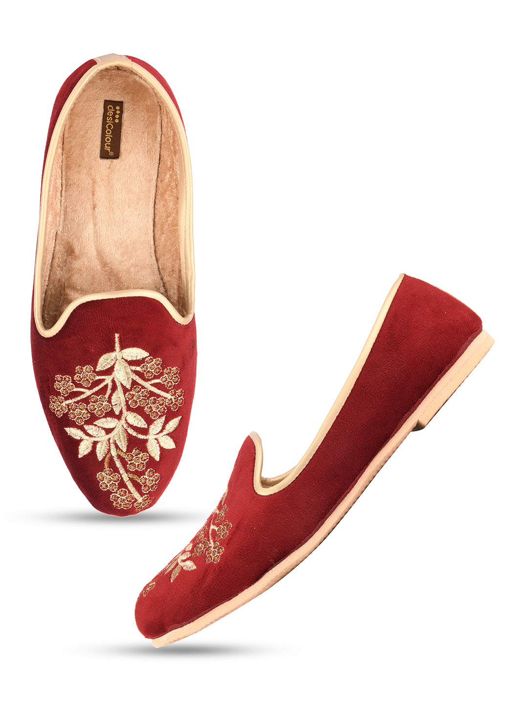 DESI COLOUR Mens Gold Ethnic Footwear/Punjabi Jutti