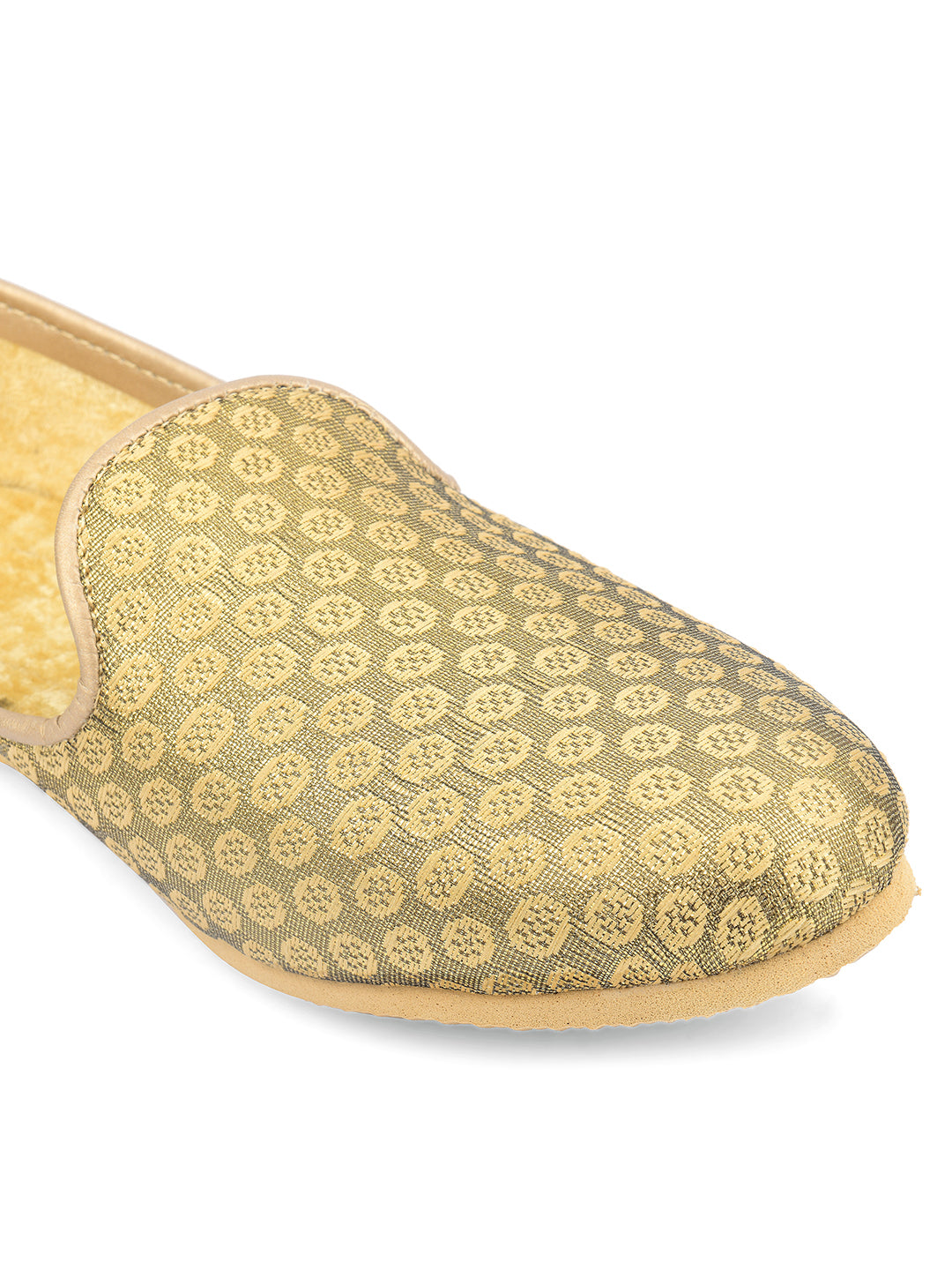 DESI COLOUR Mens Gold Ethnic Footwear/Punjabi Jutti