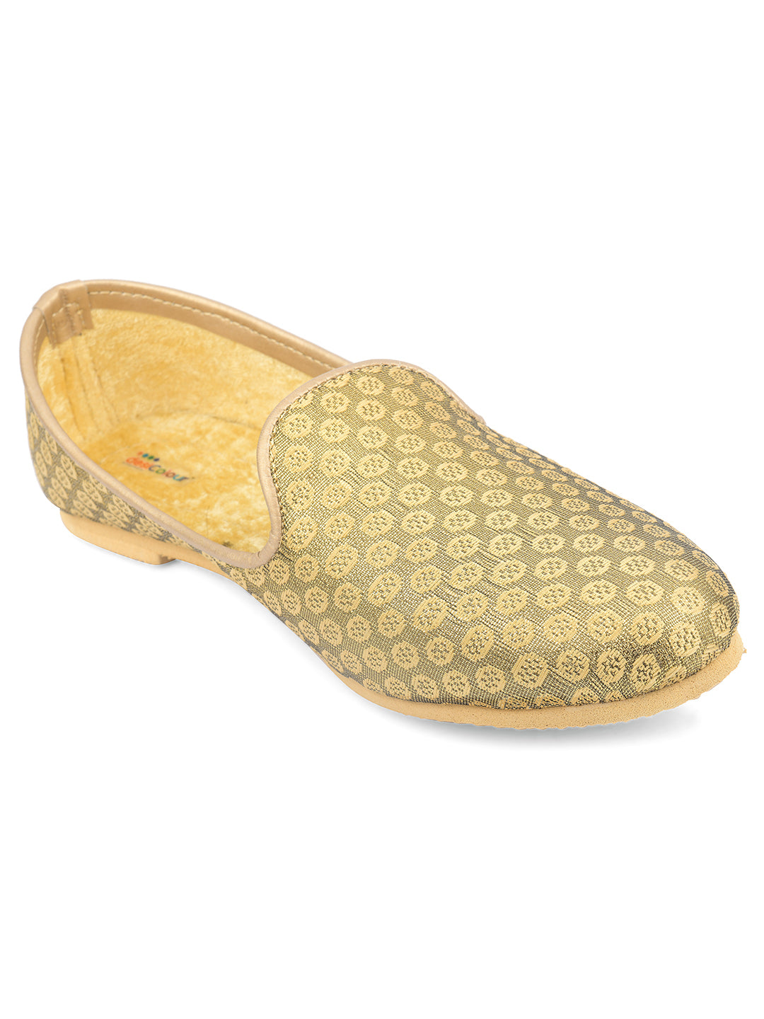 DESI COLOUR Mens Gold Ethnic Footwear/Punjabi Jutti