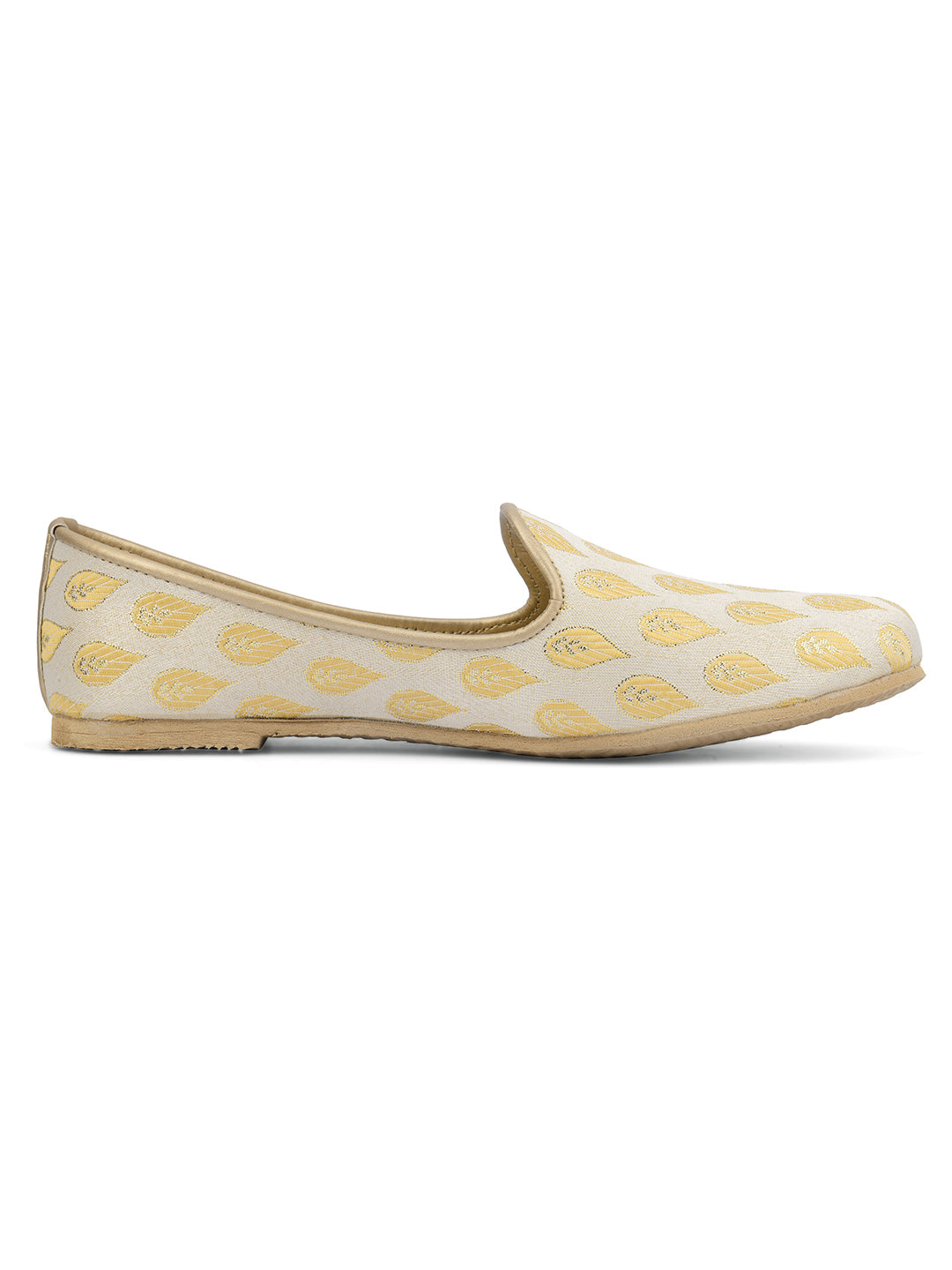 DESI COLOUR Mens Gold Ethnic Footwear/Punjabi Jutti