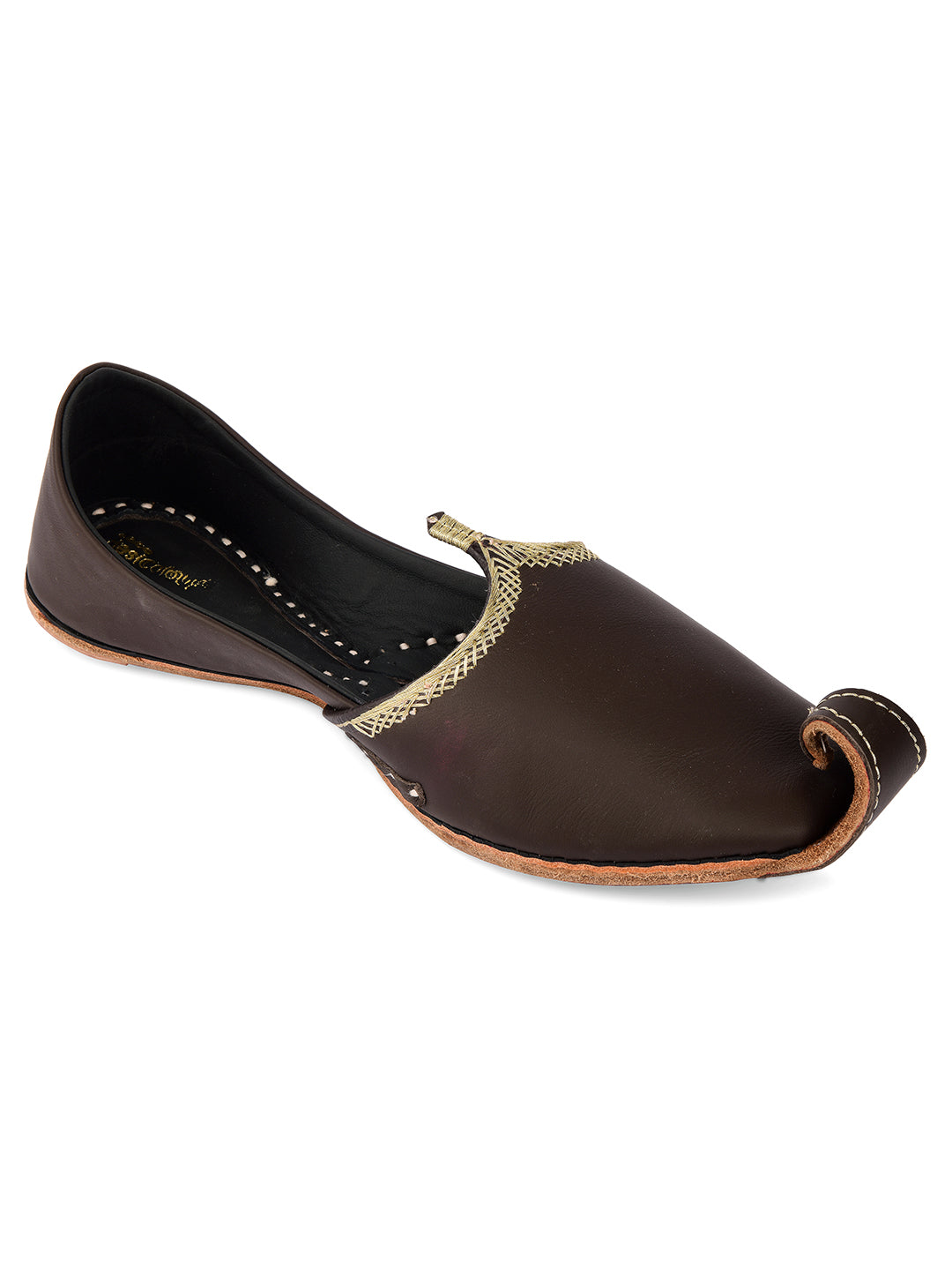 DESI COLOUR Mens Gold Ethnic Footwear/Punjabi Jutti