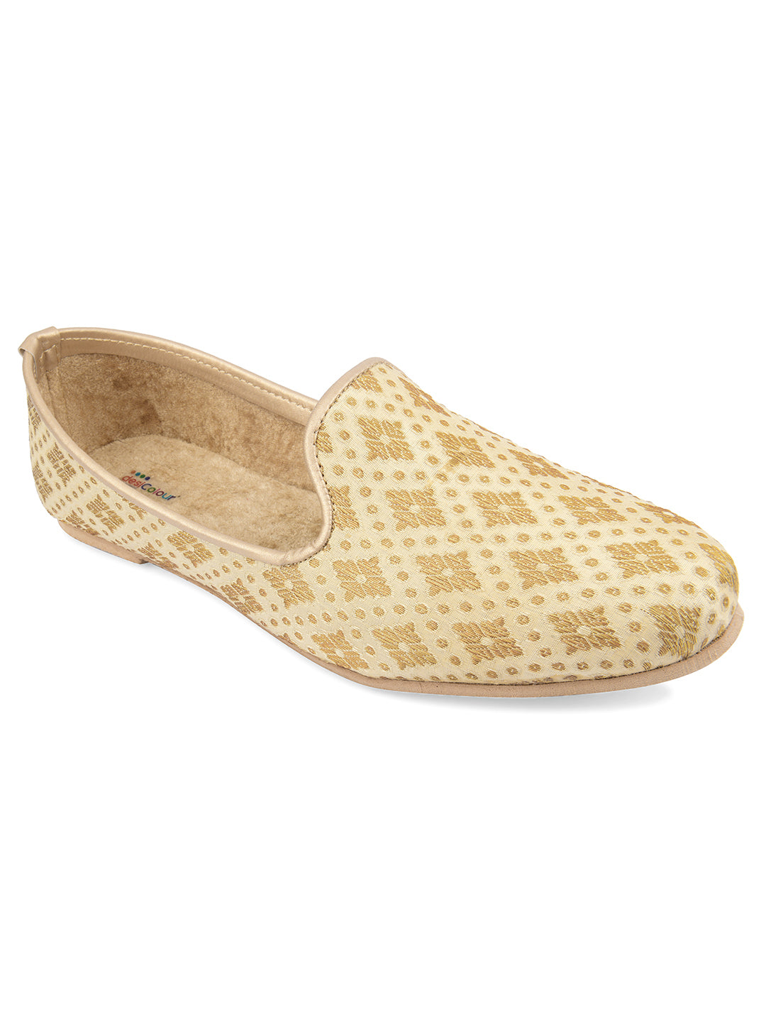 DESI COLOUR Mens Gold Ethnic Footwear/Punjabi Jutti