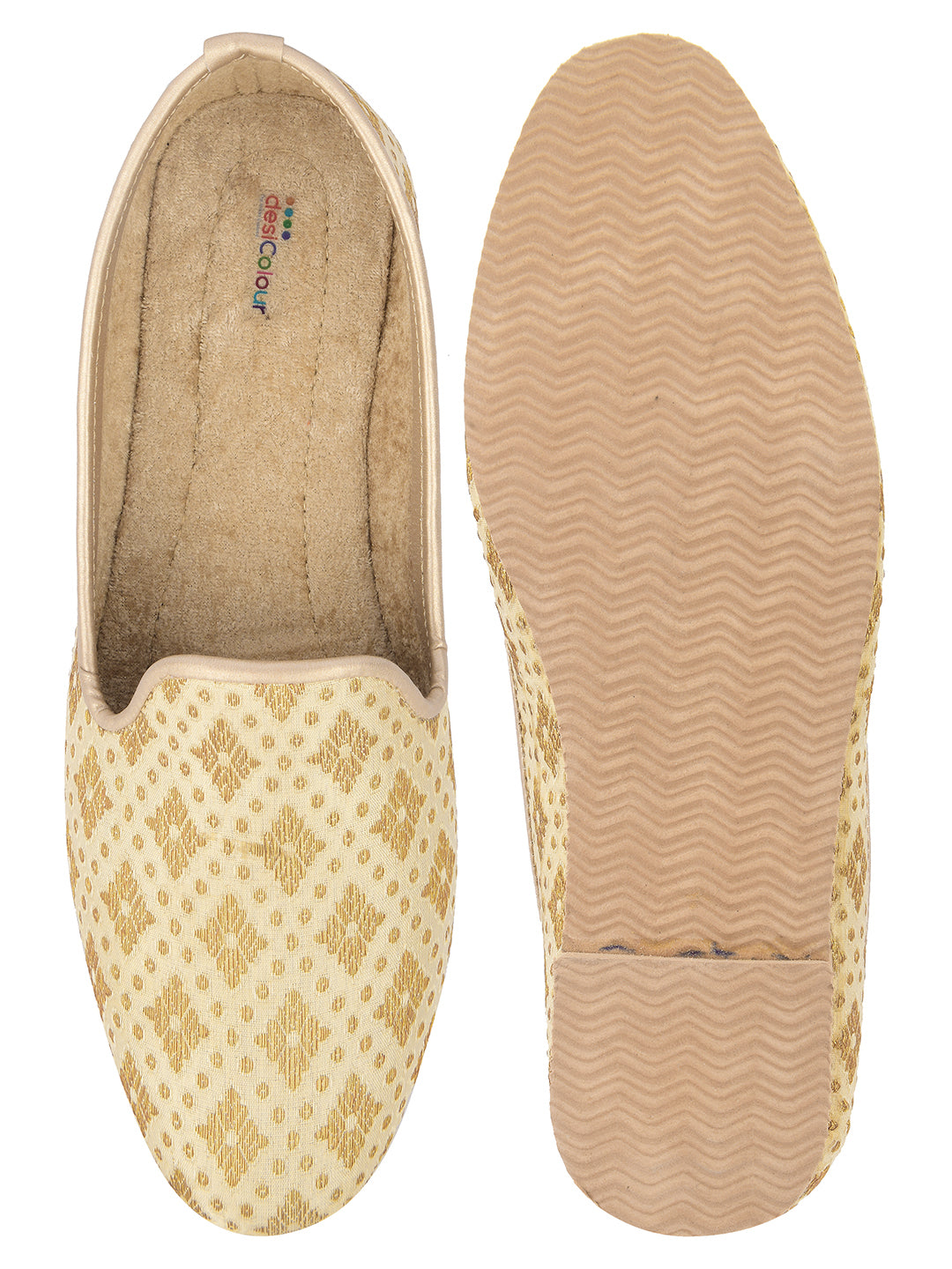 DESI COLOUR Mens Gold Ethnic Footwear/Punjabi Jutti