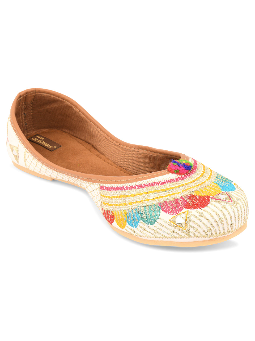 DESI COLOUR Women White Ethnic Punjabi Jutti