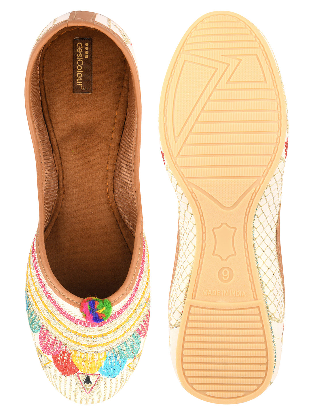 DESI COLOUR Women White Ethnic Punjabi Jutti