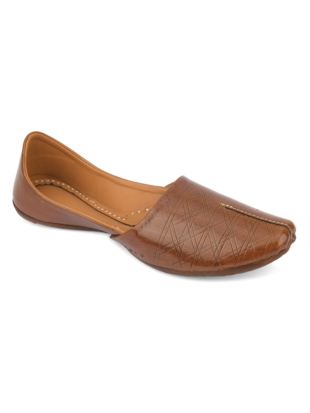 DESI COLOUR Mens Gold Ethnic Footwear/Punjabi Jutti