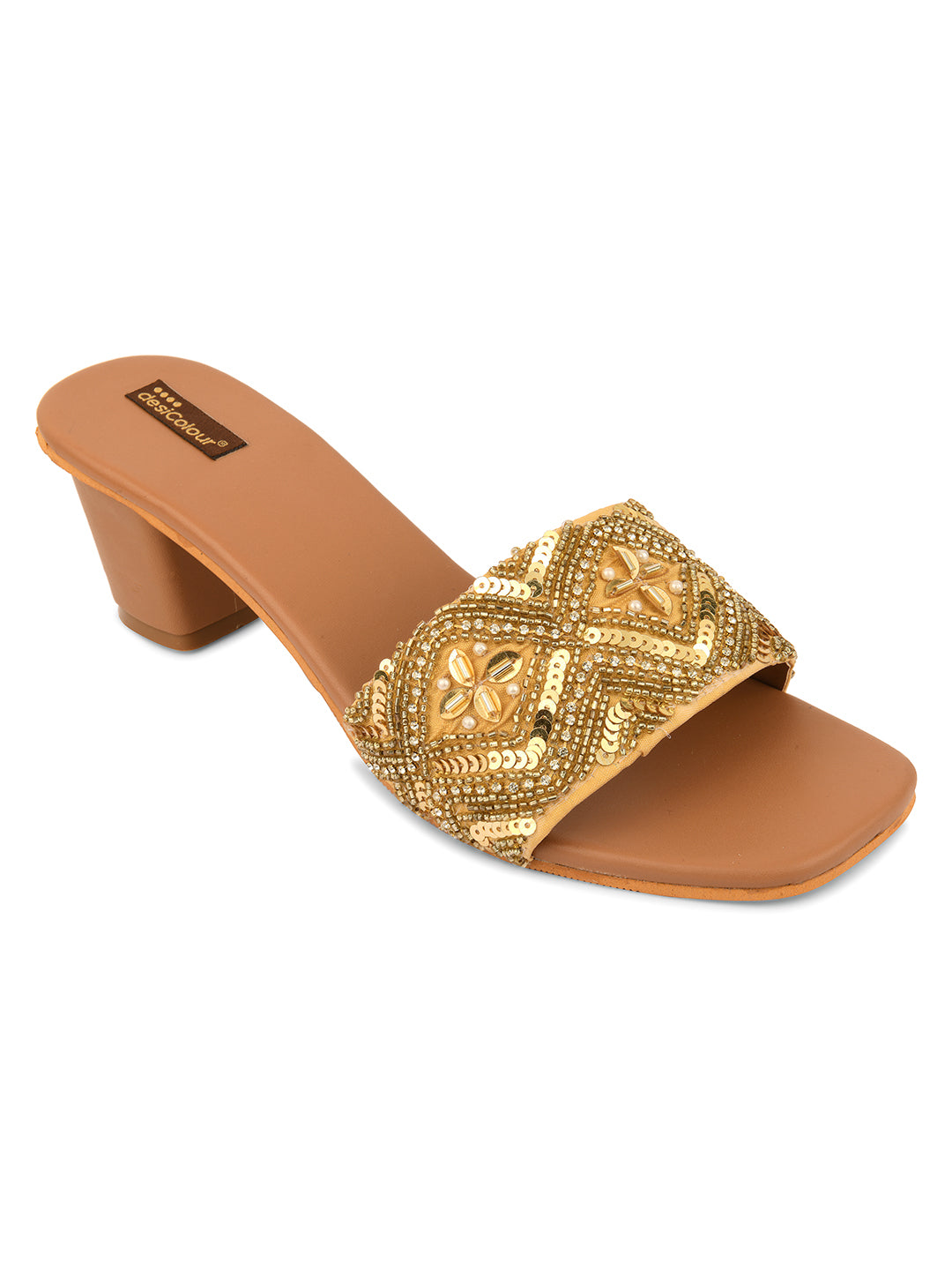 DESI COLOUR Women Gold Ethnic Punjabi Jutti