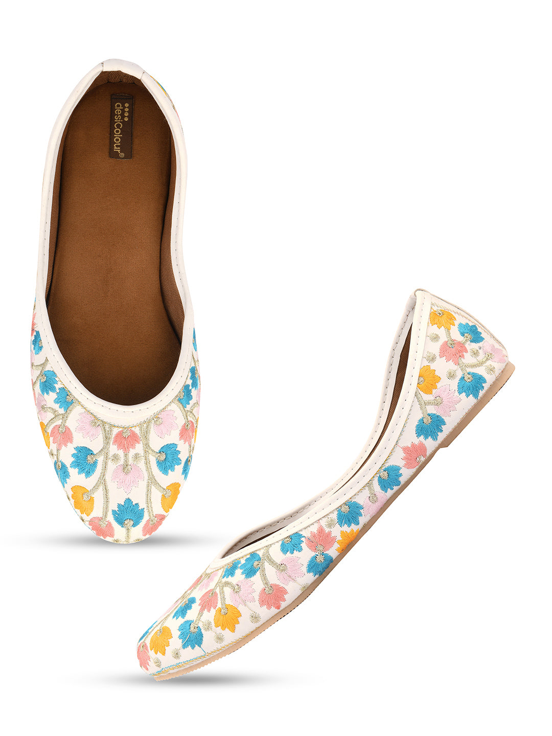 DESI COLOUR Women White Ethnic Punjabi Jutti