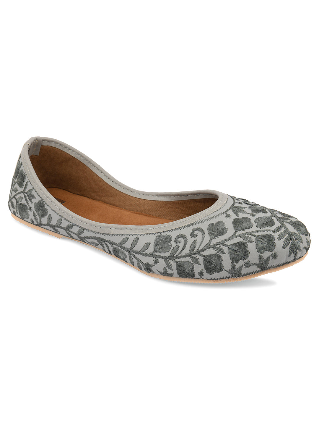 DESI COLOUR Women Grey Ethnic Punjabi Jutti
