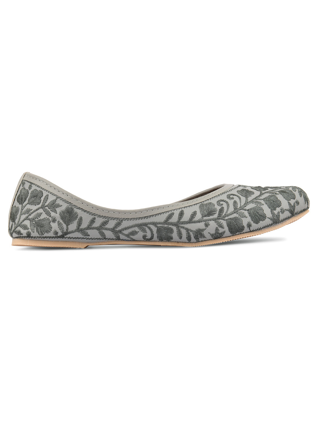 DESI COLOUR Women Grey Ethnic Punjabi Jutti