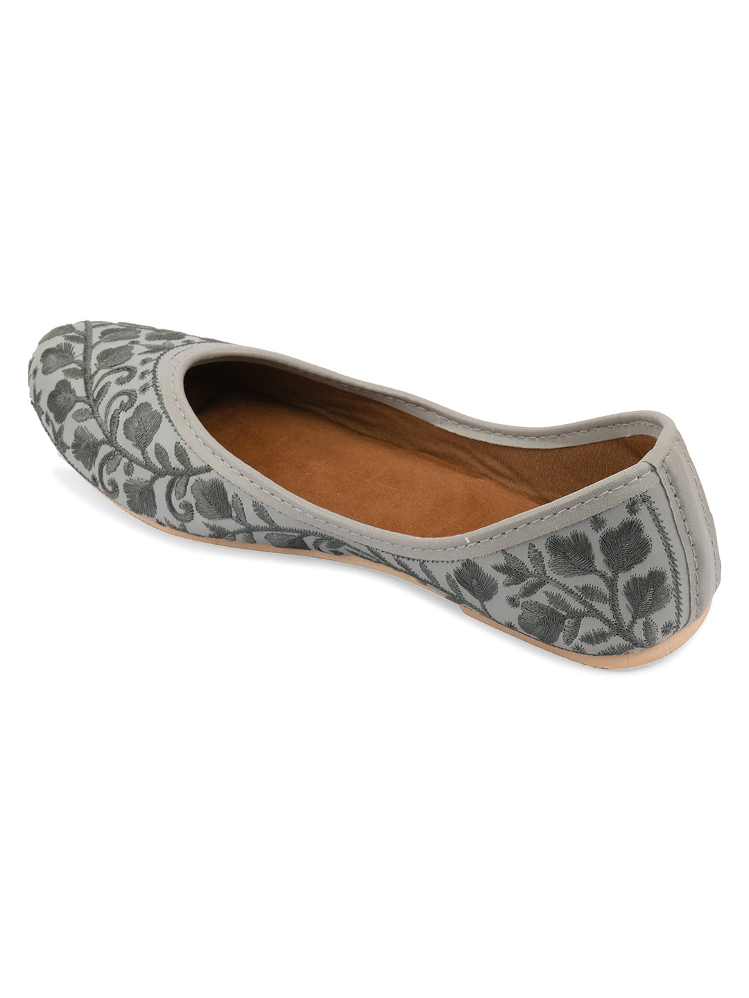 DESI COLOUR Women Grey Ethnic Punjabi Jutti