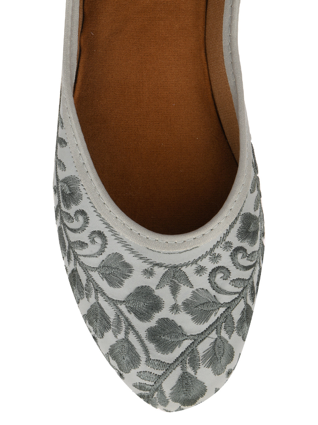 DESI COLOUR Women Grey Ethnic Punjabi Jutti