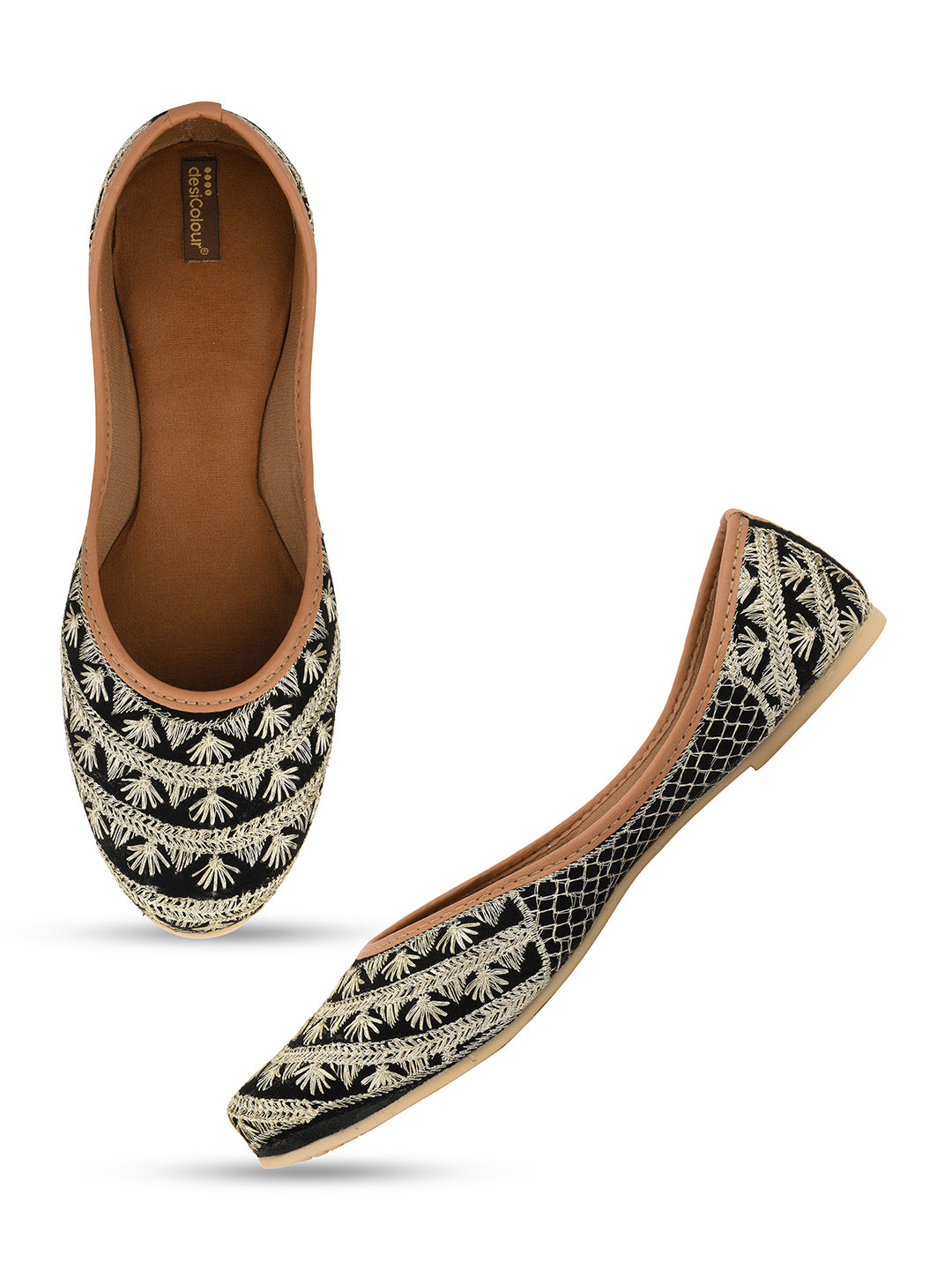 DESI COLOUR Women Black Ethnic Punjabi Jutti