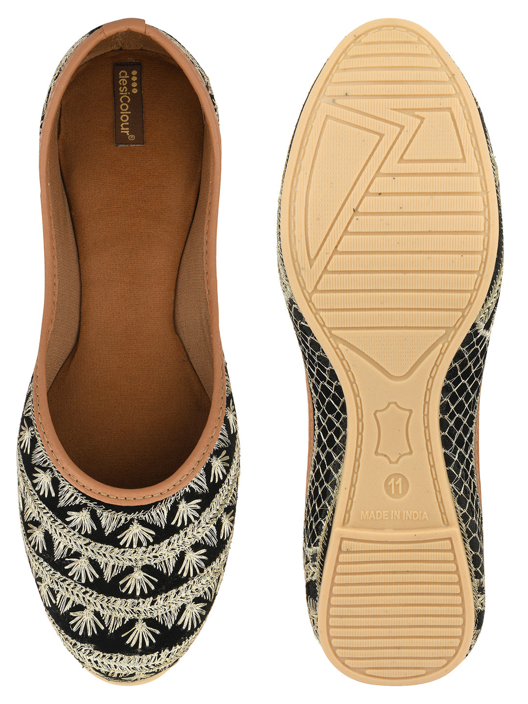 DESI COLOUR Women Black Ethnic Punjabi Jutti