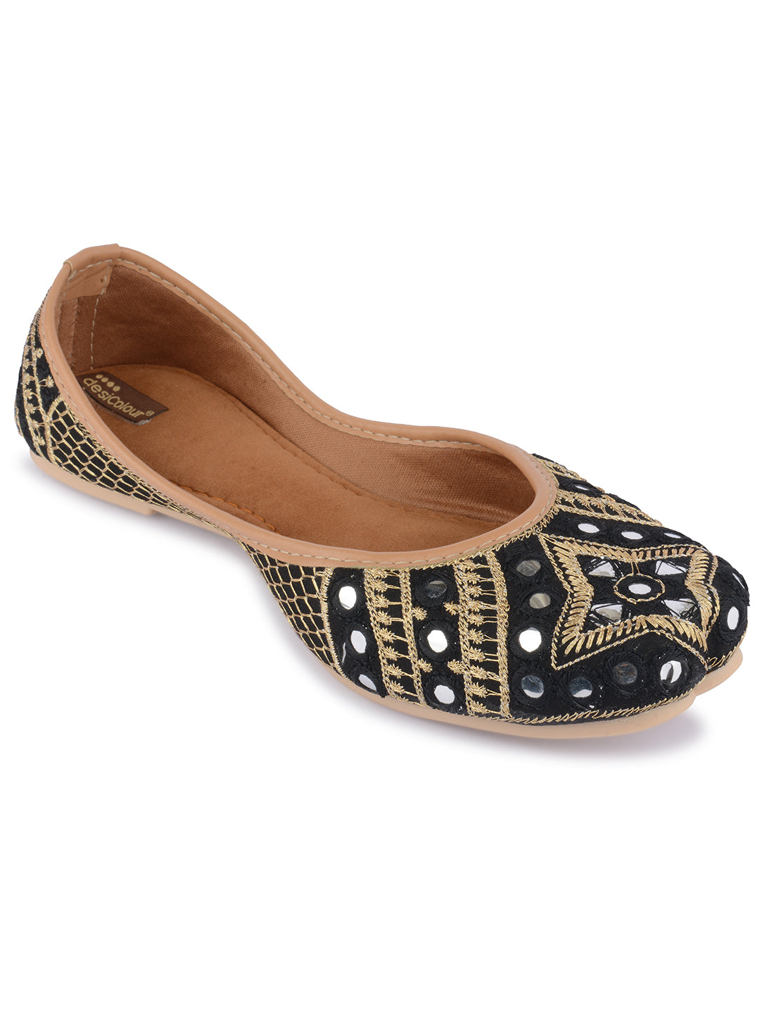 DESI COLOUR Women Black Ethnic Punjabi Jutti