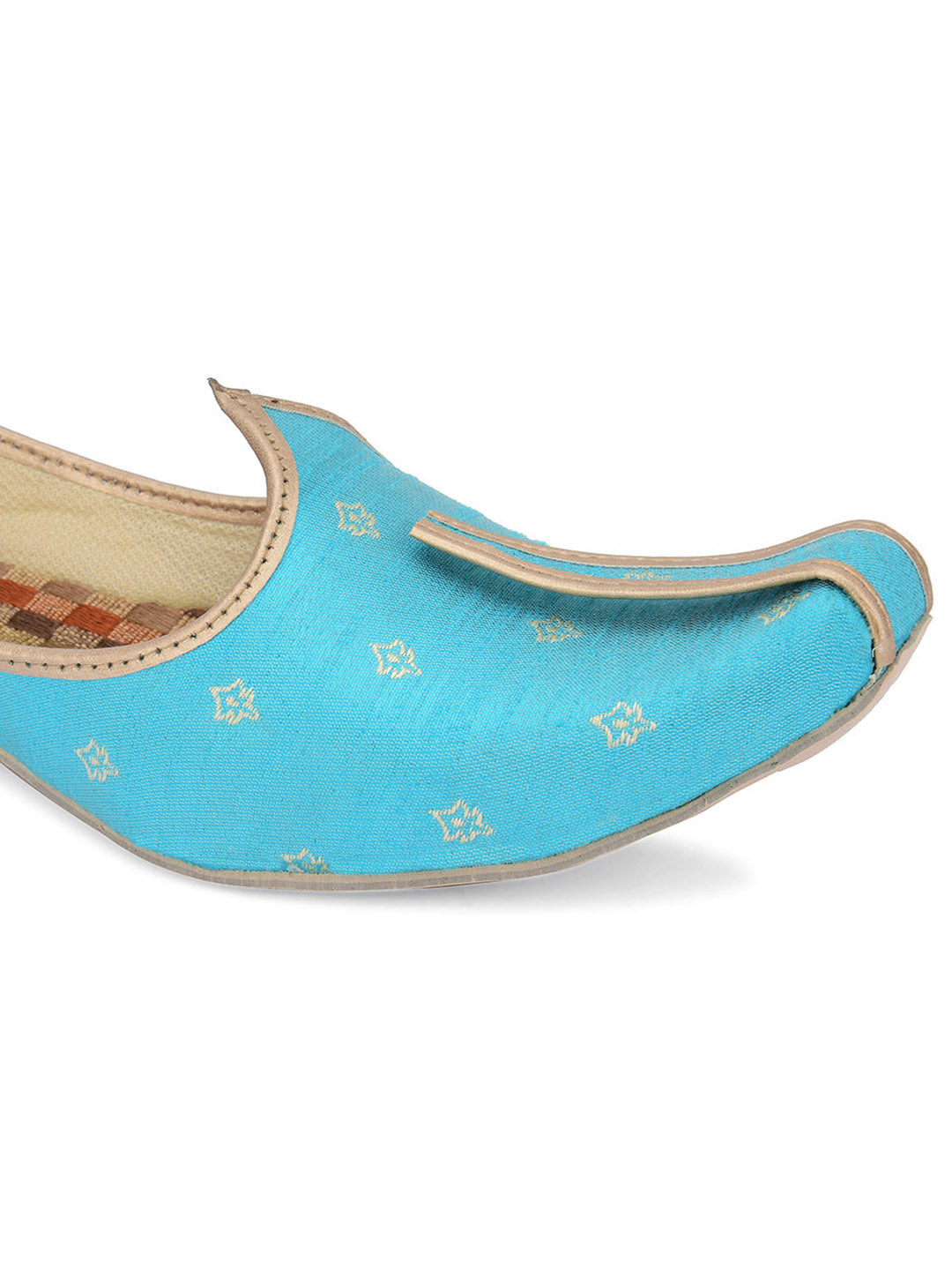 DESI COLOUR Mens Blue Ethnic Footwear/Punjabi Jutti