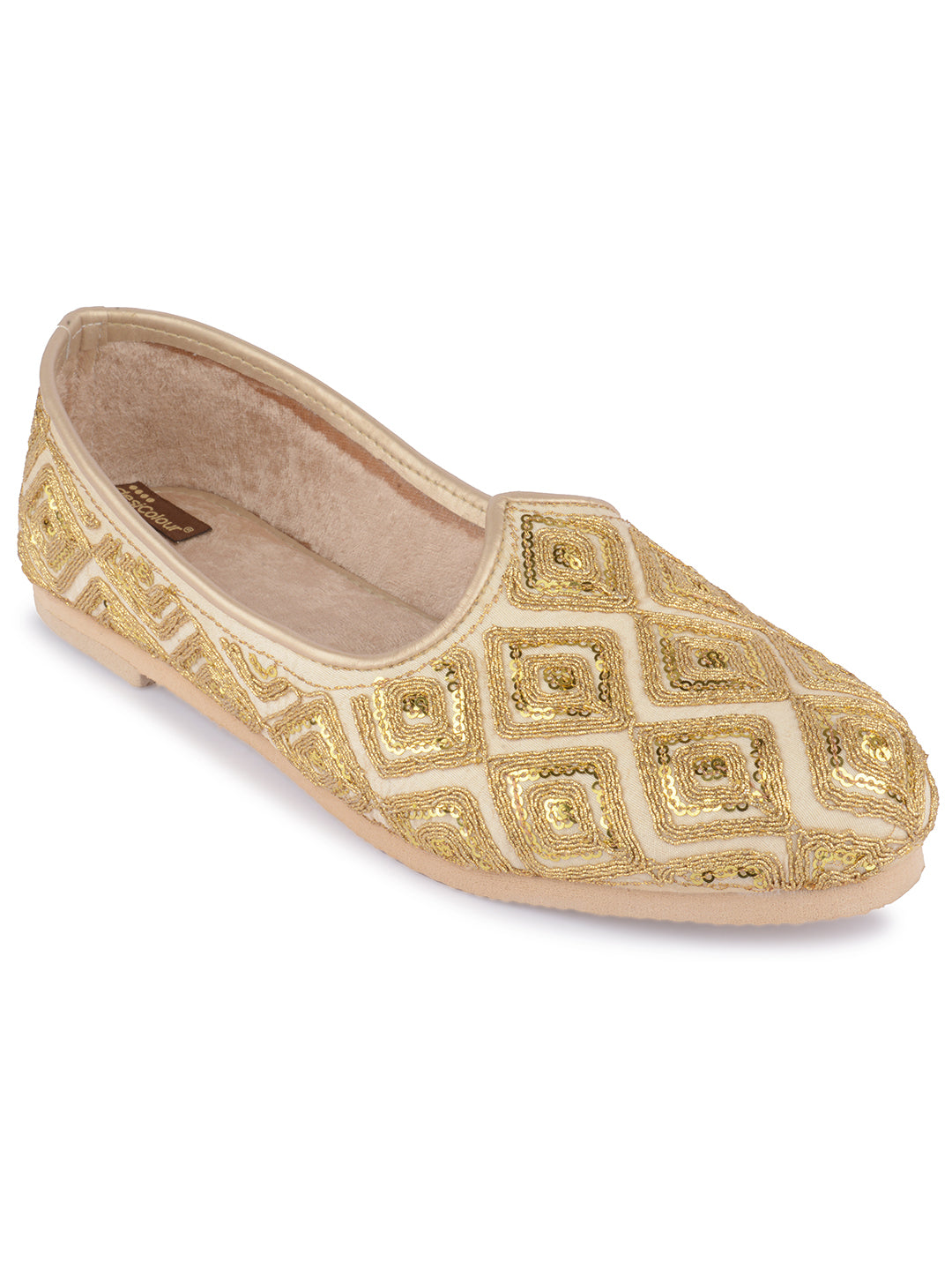 DESI COLOUR Mens Gold Ethnic Footwear/Punjabi Jutti