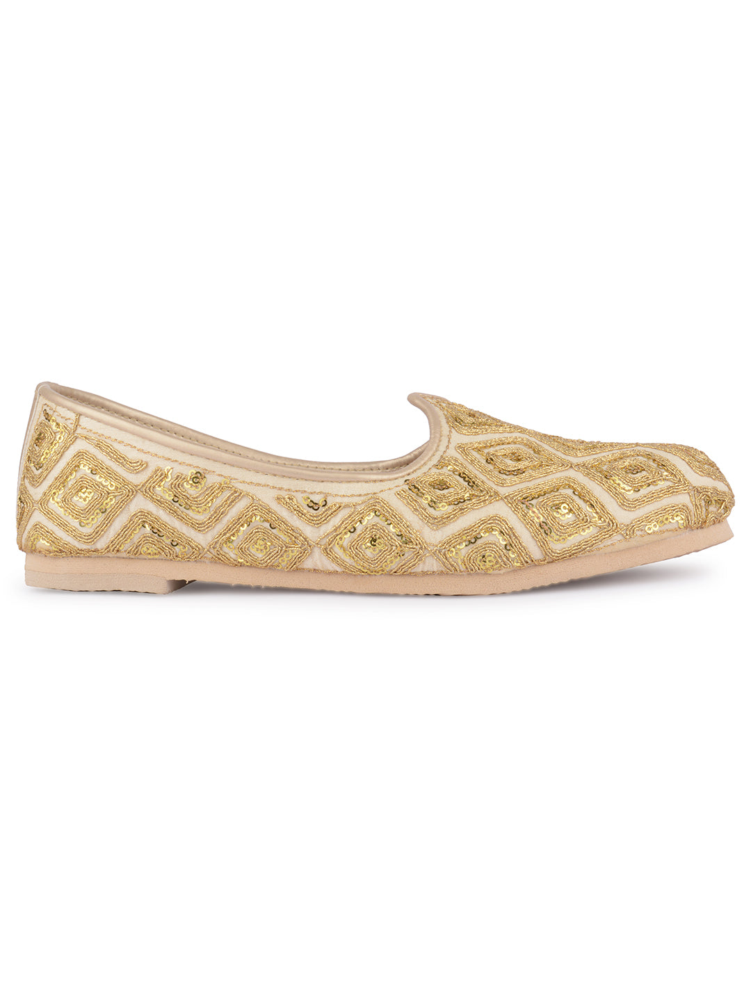 DESI COLOUR Mens Gold Ethnic Footwear/Punjabi Jutti