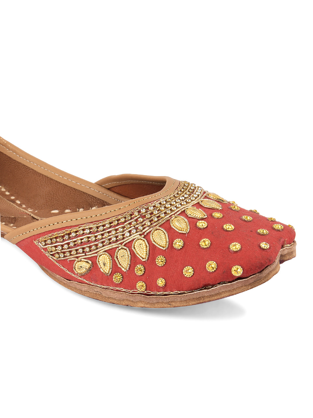 DESI COLOUR Women Red Ethnic Punjabi Jutti