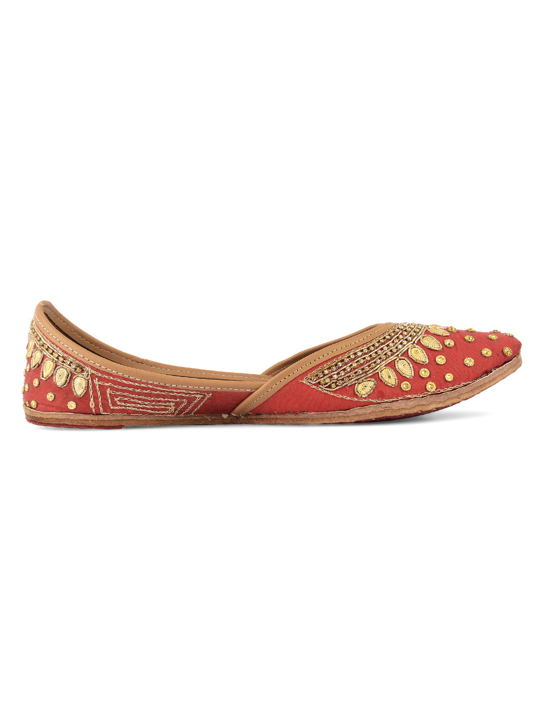 DESI COLOUR Women Red Ethnic Punjabi Jutti