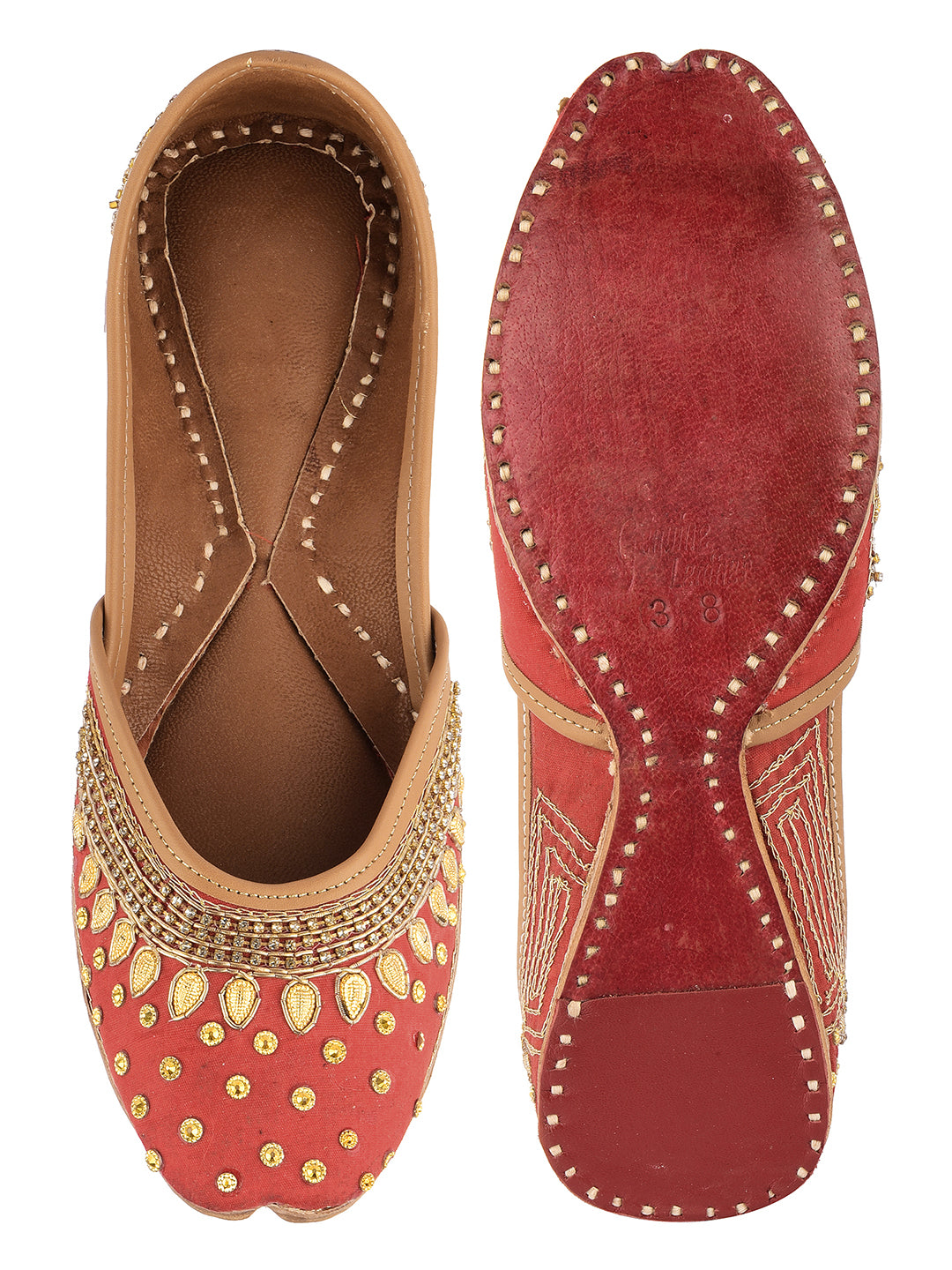 DESI COLOUR Women Red Ethnic Punjabi Jutti