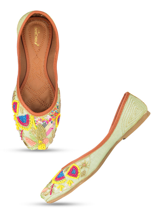 Women Sea Green Ethnic Punjabi Jutti