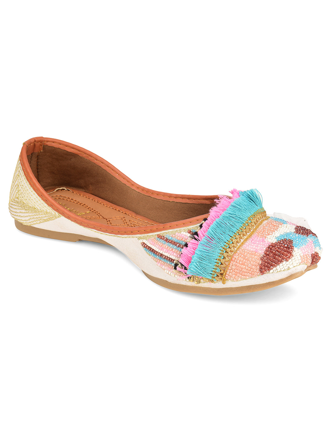 DESI COLOUR Women White Ethnic Punjabi Jutti