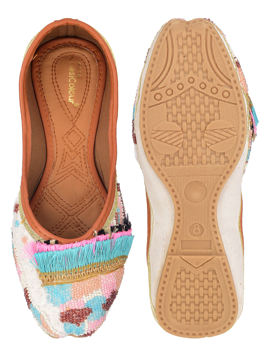 DESI COLOUR Women White Ethnic Punjabi Jutti