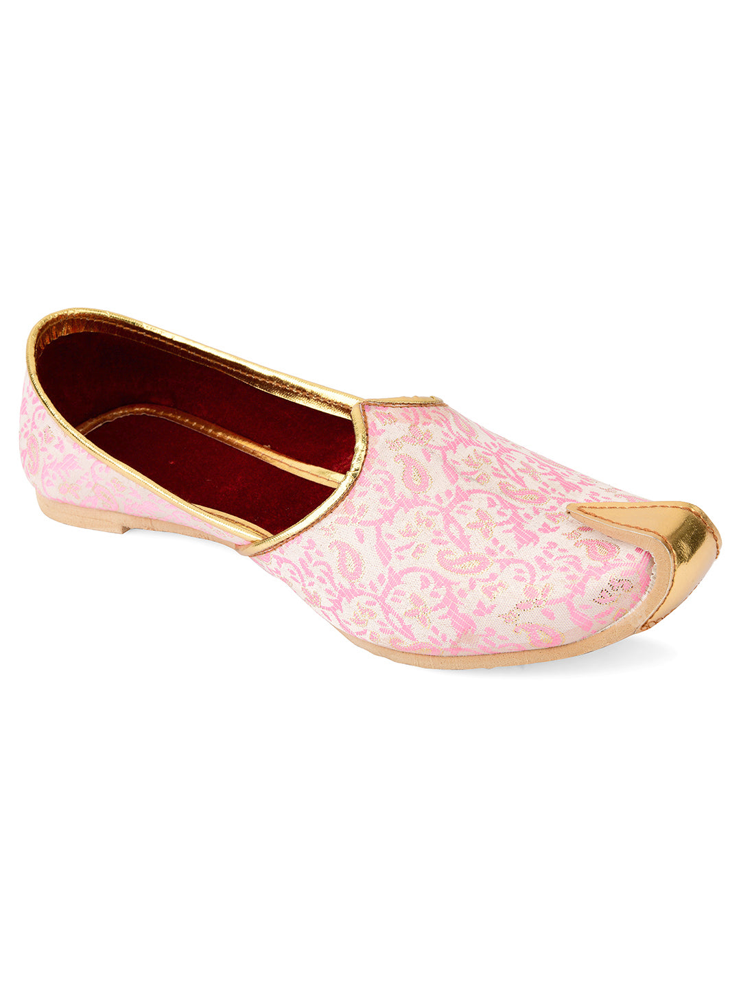 DESI COLOUR Mens Pink Ethnic Footwear/Punjabi Jutti