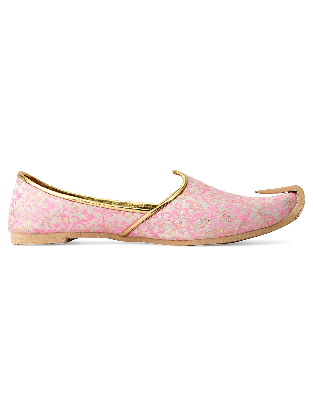 DESI COLOUR Mens Pink Ethnic Footwear/Punjabi Jutti