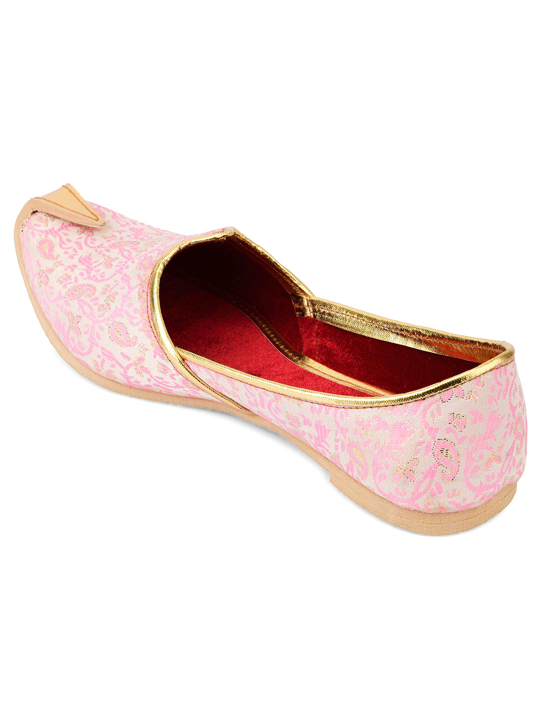 DESI COLOUR Mens Pink Ethnic Footwear/Punjabi Jutti